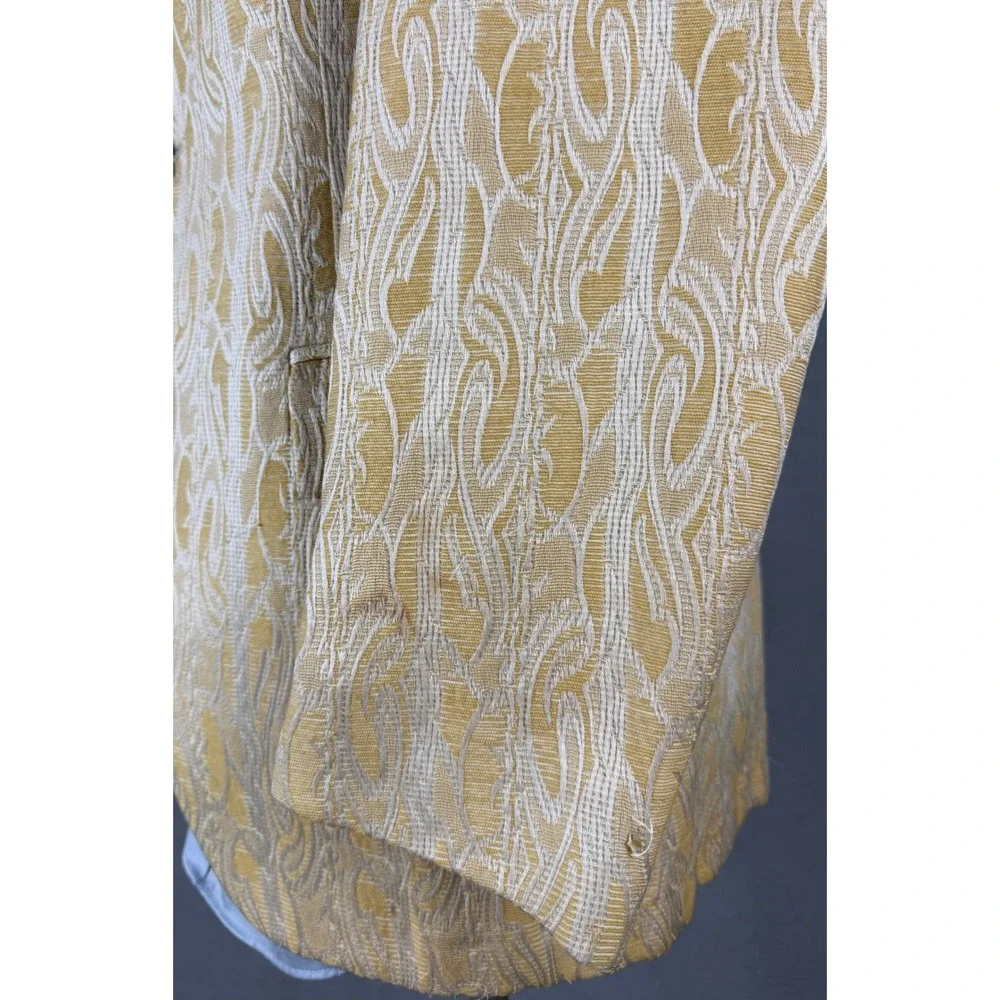 Vintage 50s‎ Delton Dinner Jacket Gold Jacquard Tuxedo Blazer Peak Lapel 38L